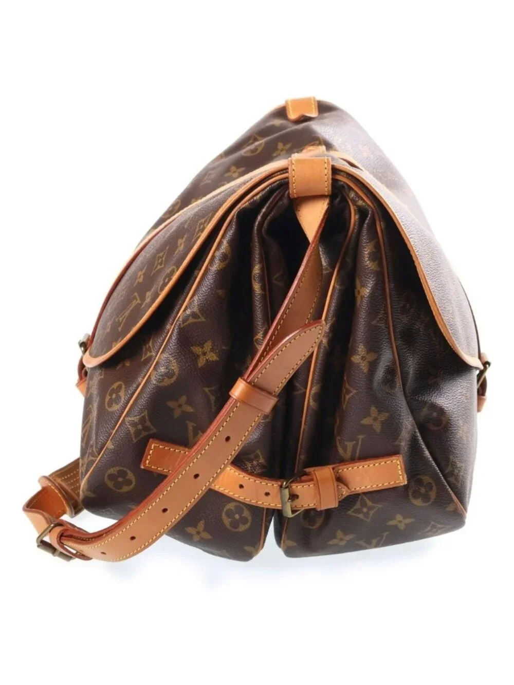 Louis Vuitton Monogram Saumur 35 Shoulder Bag Brown Leather